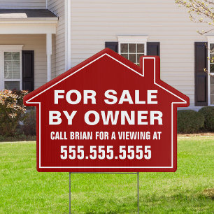Red Home For Sale By Owner Custom House Yard Sign