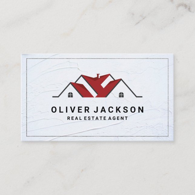 Red Home Rooftop Logo Business Card (Front)