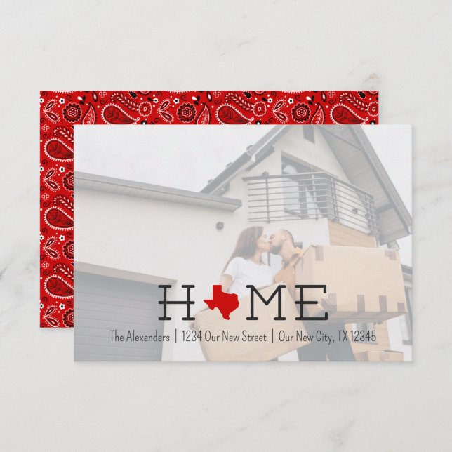 Red HOME Texas Moving Announcement (Front/Back)