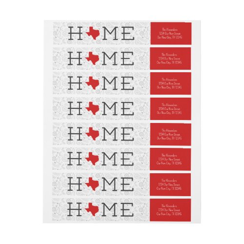 Red HOME Texas Wrap Around Label