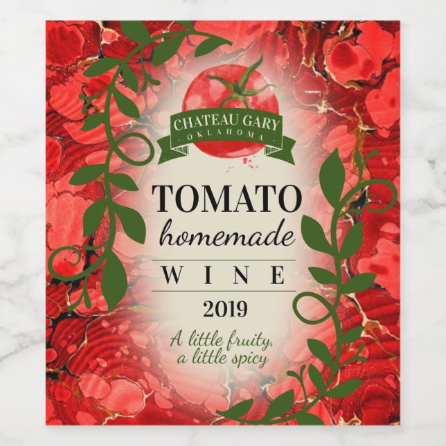 Red homemade wine tomato personalized wine label (Single Label)
