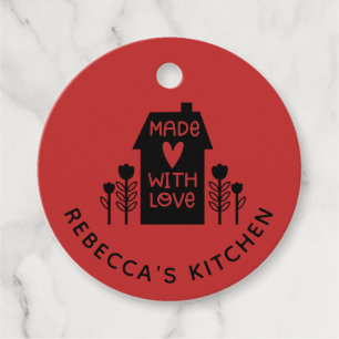 Red Homemade With Love Favor Tags