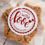 Red Homemade with Love Personalized Baking Classic Round Sticker