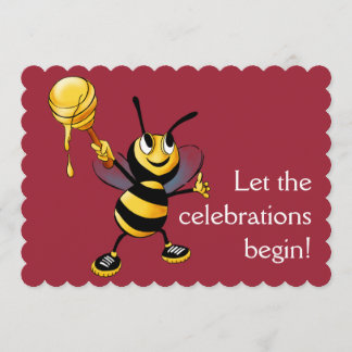 Red Honey Bee Rosh HaShana Invitation