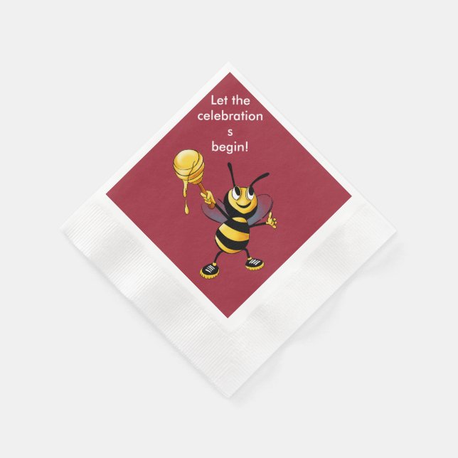 Red Honey Bee Rosh HaShana Napkins (Corner)