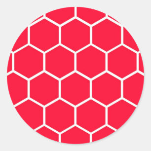 Red honeycomb pattern classic round sticker