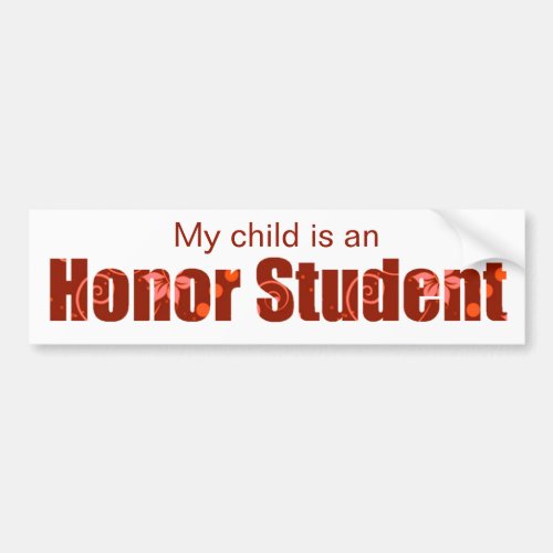 Red Honor Student Bumper Sticker