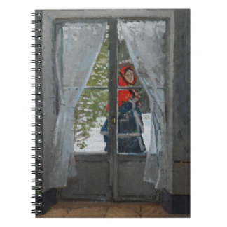 Red Hood Winter Window Impressionist Notebook