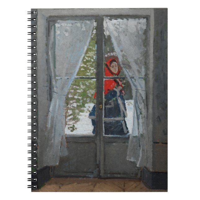 Red Hood Winter Window Impressionist Notebook (Front)