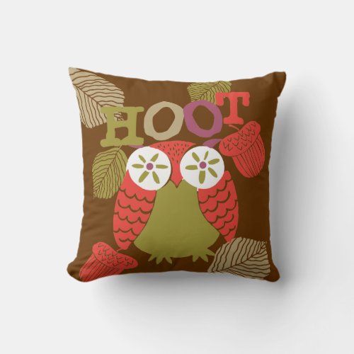 Red Hoot Owl Pillow Pillow