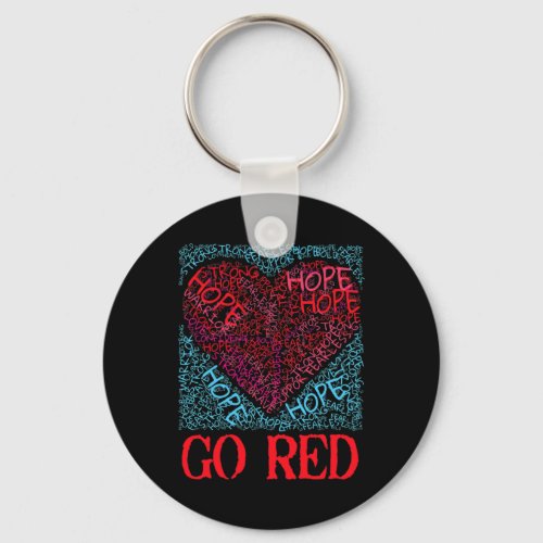 Red Hope Heart Disease Awareness For Women Men Tee Keychain