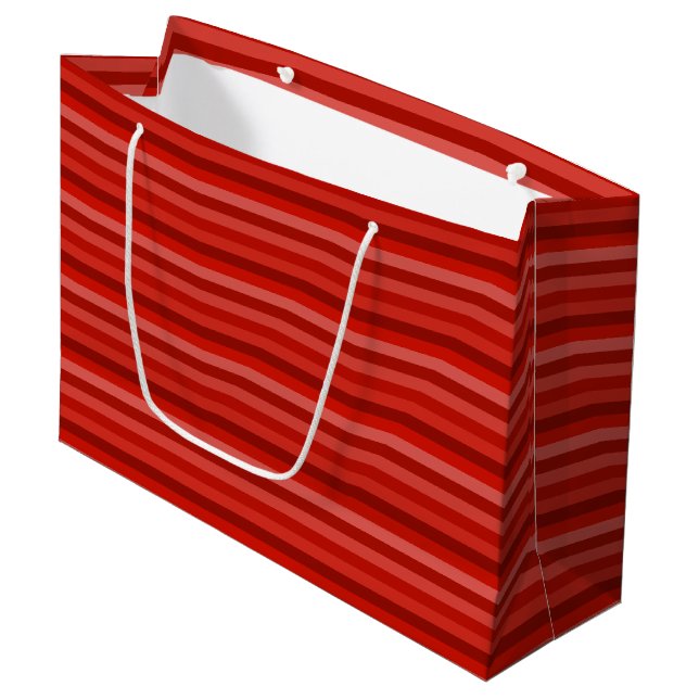 Red Horizontal Stripes Large Gift Bag (Front Angled)