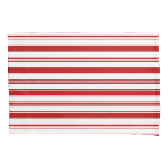 Red Horizontal Stripes (large scale) Pillow Case (Front-Left)