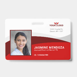 Red Horizontal Template Logo Employee Name ID Badge