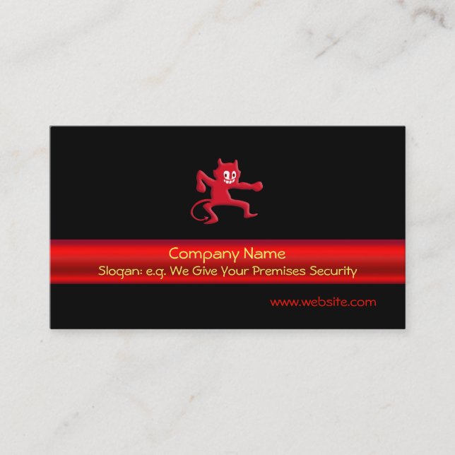 Red Horned Devil Imp, red metallic-effect stripe Business Card (Front)