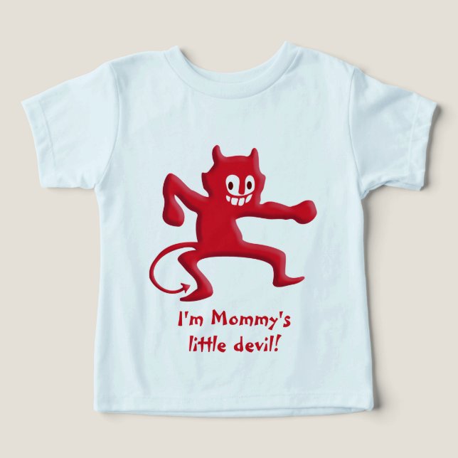 Red Horned Devil Imp with Pointed Tail Toddler T-shirt (Design Front)