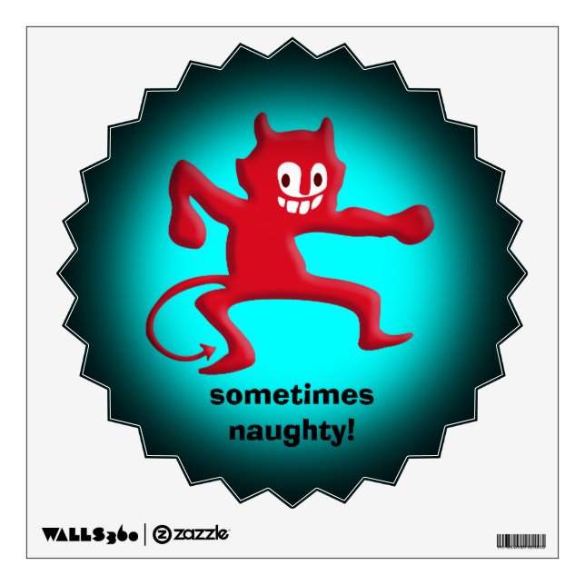 Red Horned Imp, Pointed Tail, sometimes naughty Wall Sticker (Front)