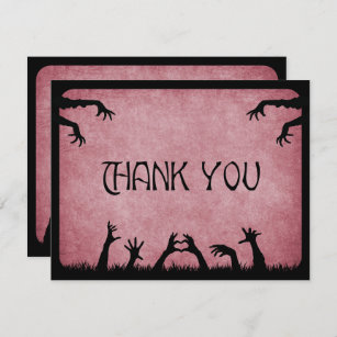 Red Horror Zombie Halloween Movie Wedding Thank You Card