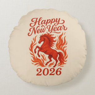 Red Horse 2026 Round Pillow