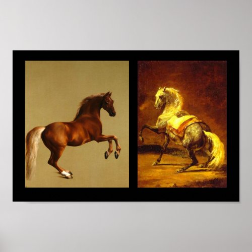 RED HORSE AND GREY DAPPLED HORSE POSTER