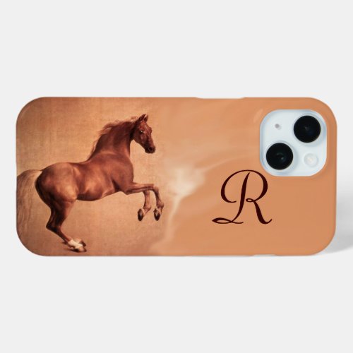 RED HORSE Antique Pink Monogram iPhone 15 Case