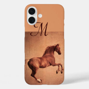 RED HORSE ,Antique Pink Monogram iPhone 16 Plus Case