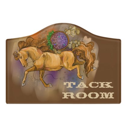 Red Horse Dreamcatcher &quot;Tack Room&quot; Door Sign