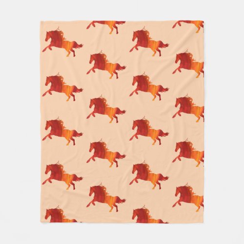 Red horse fire horse art Fleece Blanket