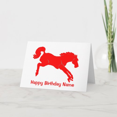 Red Horse Jumping Birthday Card
