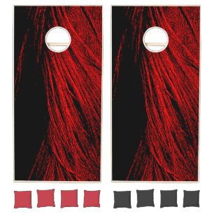 Red Horse Mane Abstract Cornhole Set