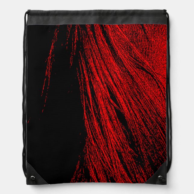 Red Horse Mane Abstract Drawstring Backpack (Front)