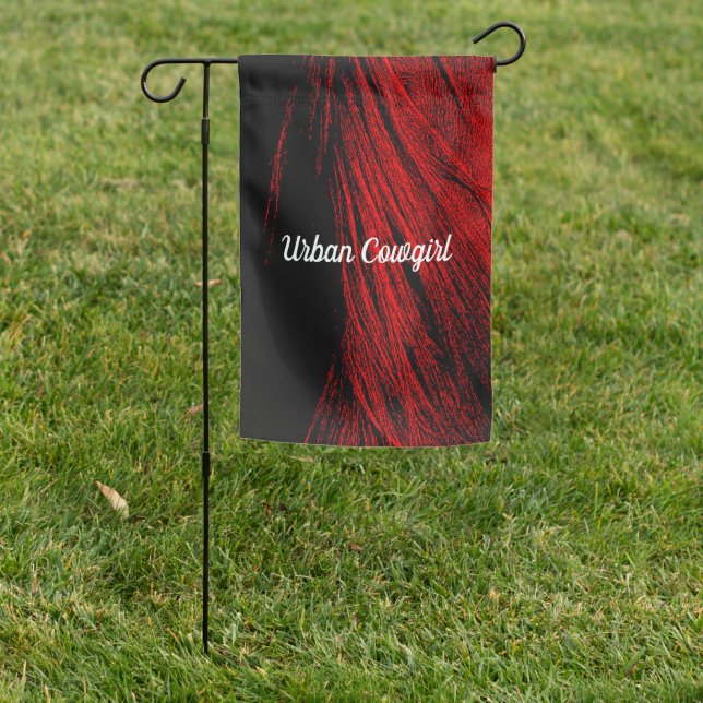Red Horse Mane Abstract Garden Flag (In SItu)