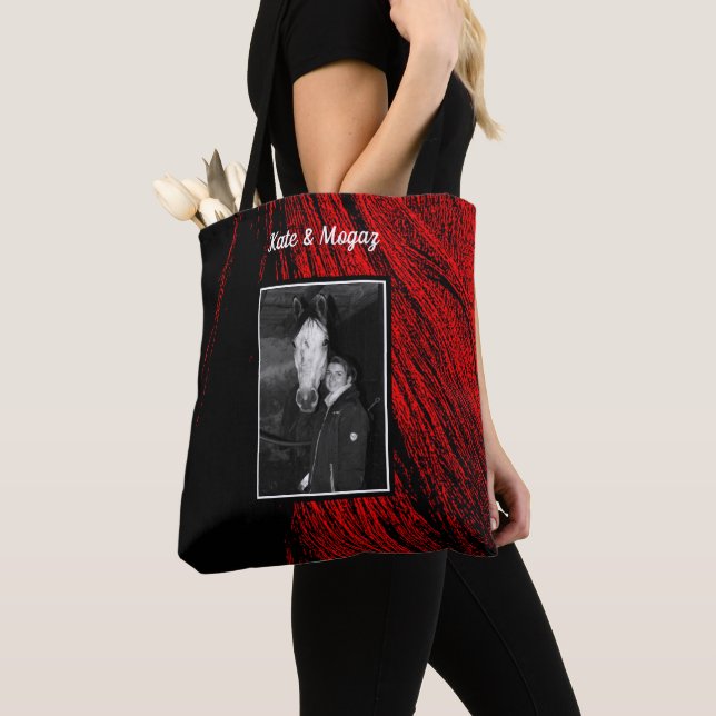 Red Horse Mane Abstract Photo Tote Bag (Close Up)