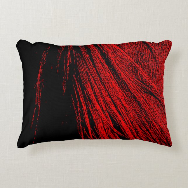 Red Horse Mane Abstract Throw Pillow (Front)