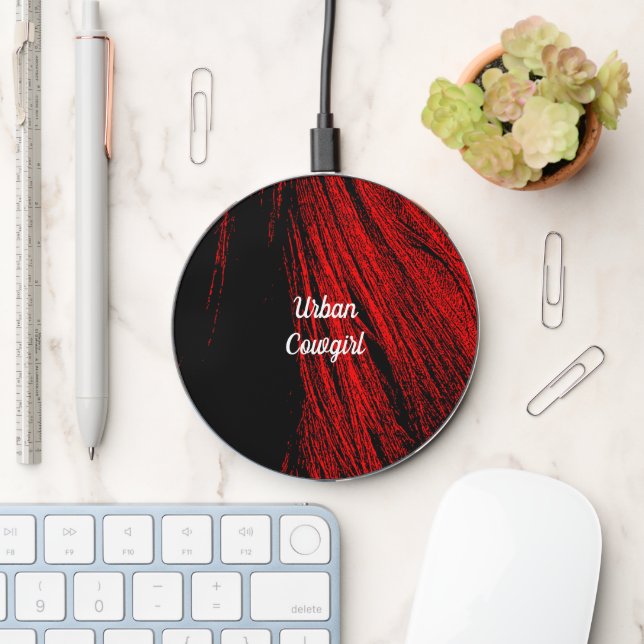 Red Horse Mane Abstract Wireless Charger (Desk)