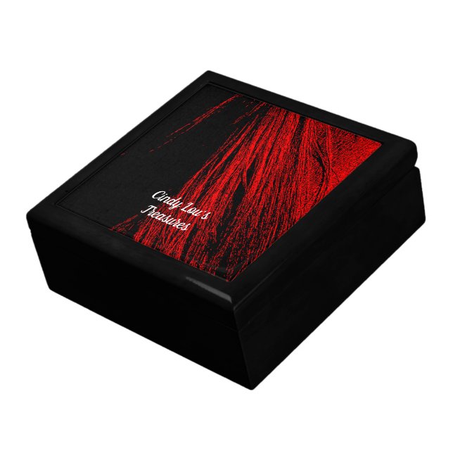 Red Horse Mane Abstract Wooden Keepsake Box (Side)