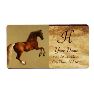 RED HORSE MONOGRAM ,brown parchment Label