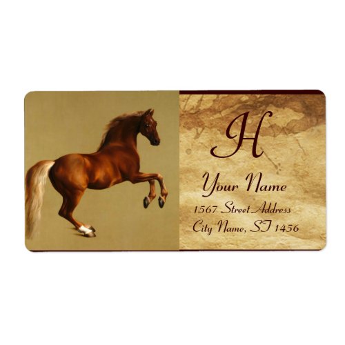 RED HORSE MONOGRAM brown parchment Label