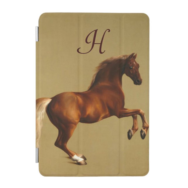RED HORSE MONOGRAM, Old Brown Parchment iPad Mini Cover (Front)