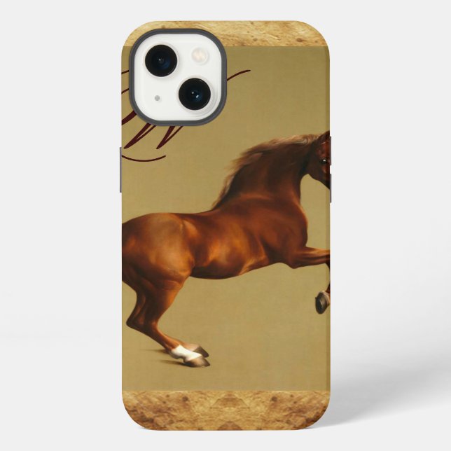 RED HORSE Parchment Monogram Iphone Case (Back)