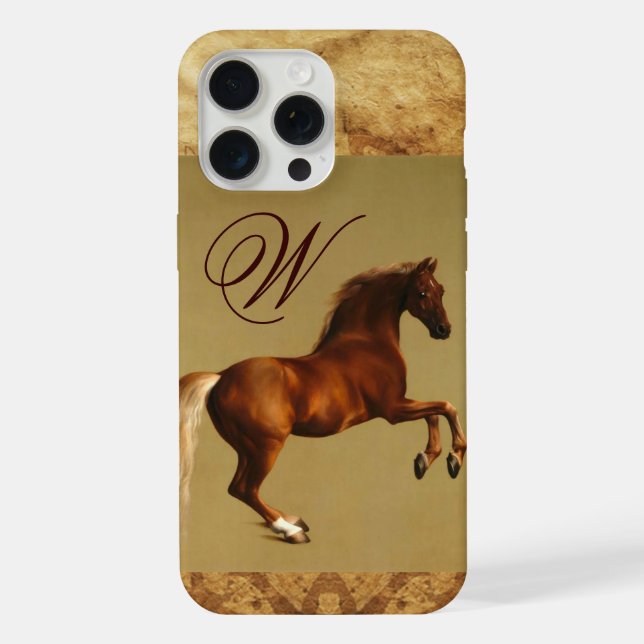 RED HORSE Parchment Monogram Iphone Case (Back)