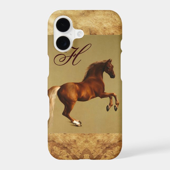 RED HORSE Parchment Monogram Iphone Case (Back)