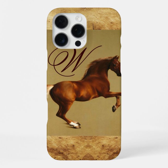 RED HORSE Parchment Monogram Iphone Case (Back)
