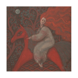 “Red Horse”, redhead woman, fantasy surreal art