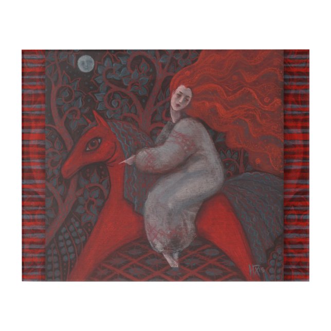 “Red Horse”, redhead woman, fantasy surreal art (Front)