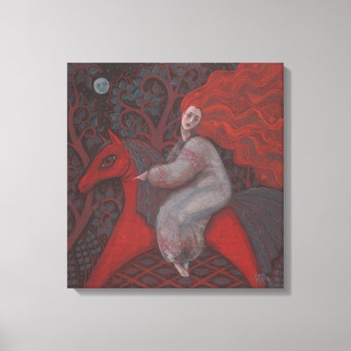 Red Horse redhead woman fantasy surreal art Canvas Print