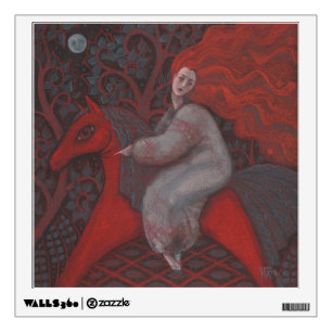 “Red Horse”, redhead woman, fantasy surreal art Wall Sticker