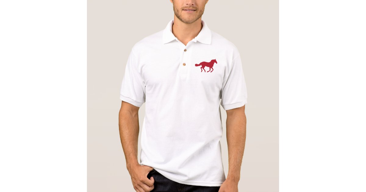 white polo shirt with red horse