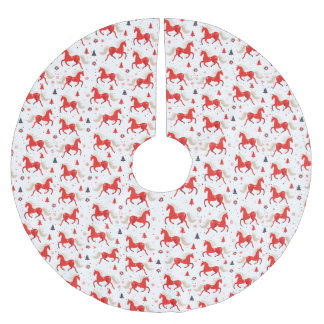 Red Horses Design Brushed Polyester Tree Skirt