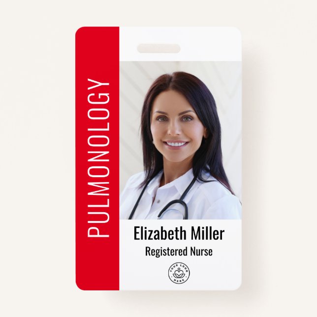 Red Hospital Medical Employee Photo ID Badge (Front)